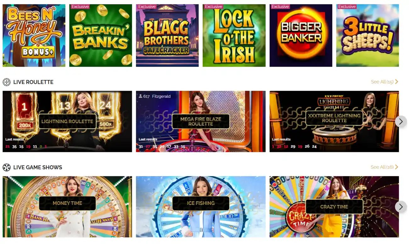 Gala Casino games available after login